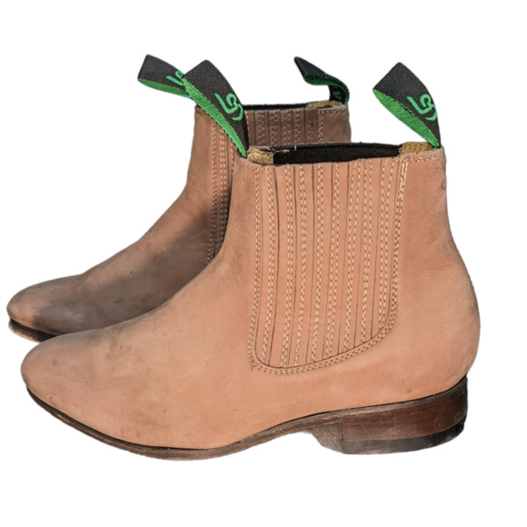 La Barca Nubuck Leather Ankle Boots Pull On Tan sz 27/10 - Picture 3 of 10